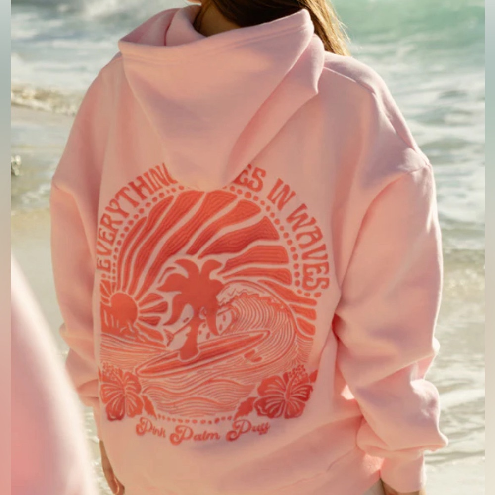 NWT Pink Palm Puff Hoodie